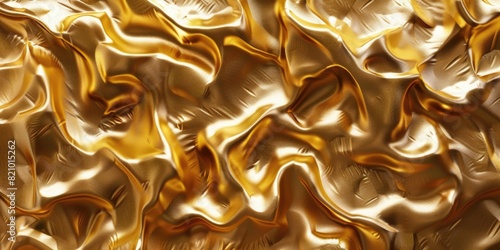Golden fabric with shiny texture and folds. Abstract background for design