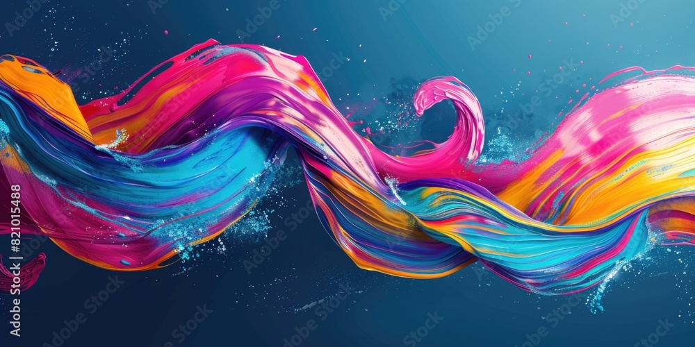 Vibrant colorful abstract paint splash on a blue background. Vibrant colorful abstract paint splash on a blue background.