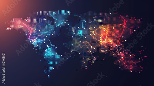 Dotted world map,color world map,Vector design illustration #821015821