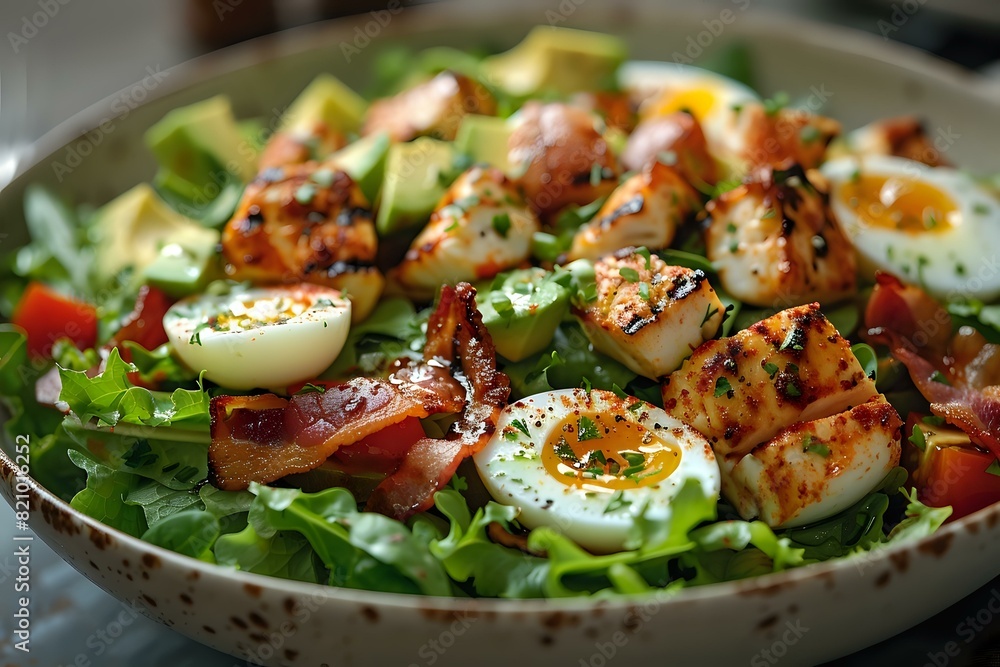 Vibrant and Elegantly Presented Salad with Boiled Eggs and Creamy Avocado Vibrant and Elegantly Presented Salad with Boiled Eggs and Creamy Avocado
