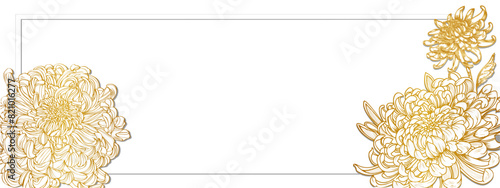 chrysanthemum flower with a golden gradient  with a frame