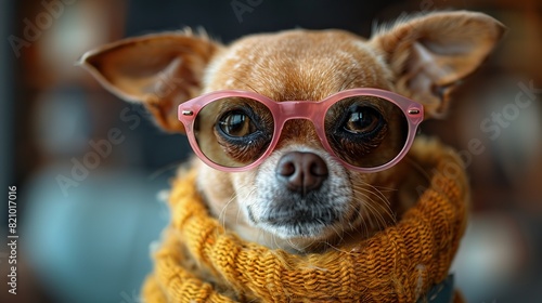 a fashionable little dog posing as a stylish model dressed classy chic and elegant.stock image © Emile