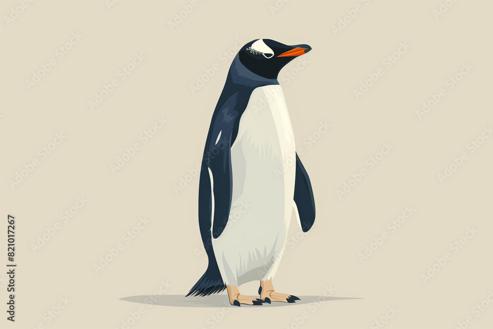 Fototapeta premium Full Body Penguin Painting: Vector Illustration of Bird in Natural Habitat