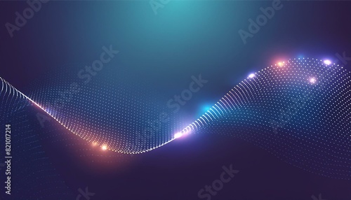 Wavy colorful abstract digital technology representation for networks, communication and cyber applications - Blank space on top with image on bottom