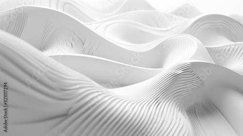 Fototapeta Naklejka Na Ścianę i Meble -  Abstract white digital 3D wave structure on clean background.