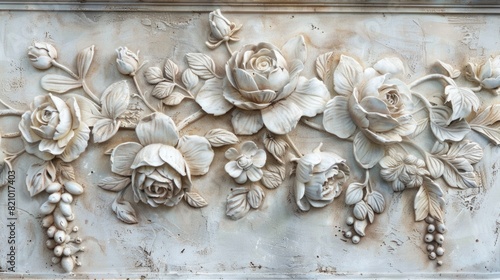 Elegant Floral Bas-Relief Decoration Detail
