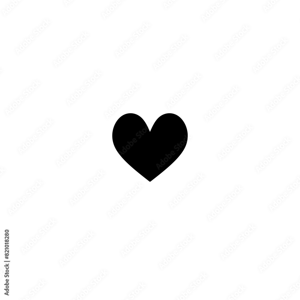 Love heart vector icon black silhouette isolated on white background.