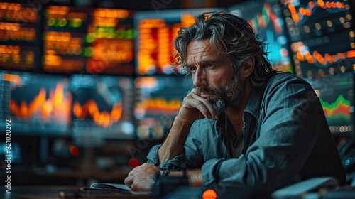 stressed and desperate businessman watching stock market crash and business fall like a house of cards because of the economic crisis panic on finance.illustration stock image photo