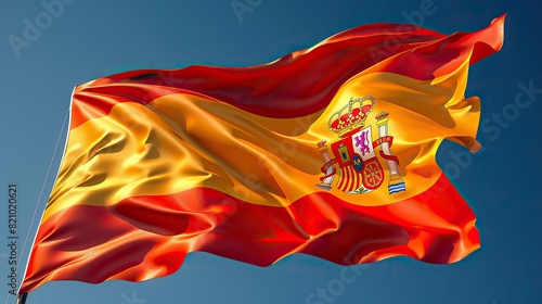 flag of spain blowing in the wind full page spanish flying flag.stock image