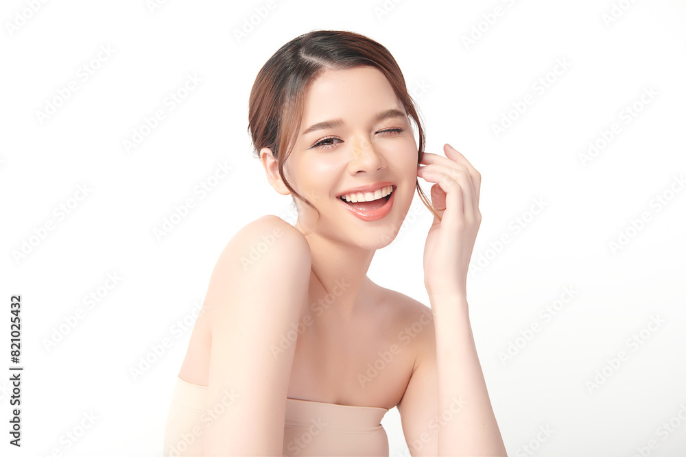 Beautiful young asian woman with clean fresh skin on white background, Face care, Facial treatment, Cosmetology, beauty and spa, Asian women portrait. Beautiful young asian woman with clean fresh skin on white background, Face care, Facial treatment, Cosmetology, beauty and spa, Asian women portrait.