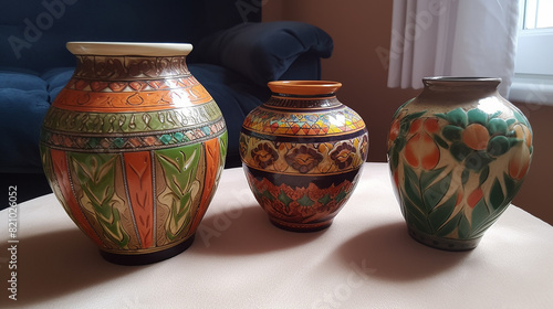  3 vasos indianos pequenos, médios e grandes, plantas ornamentais, cena do Dia dos Pais