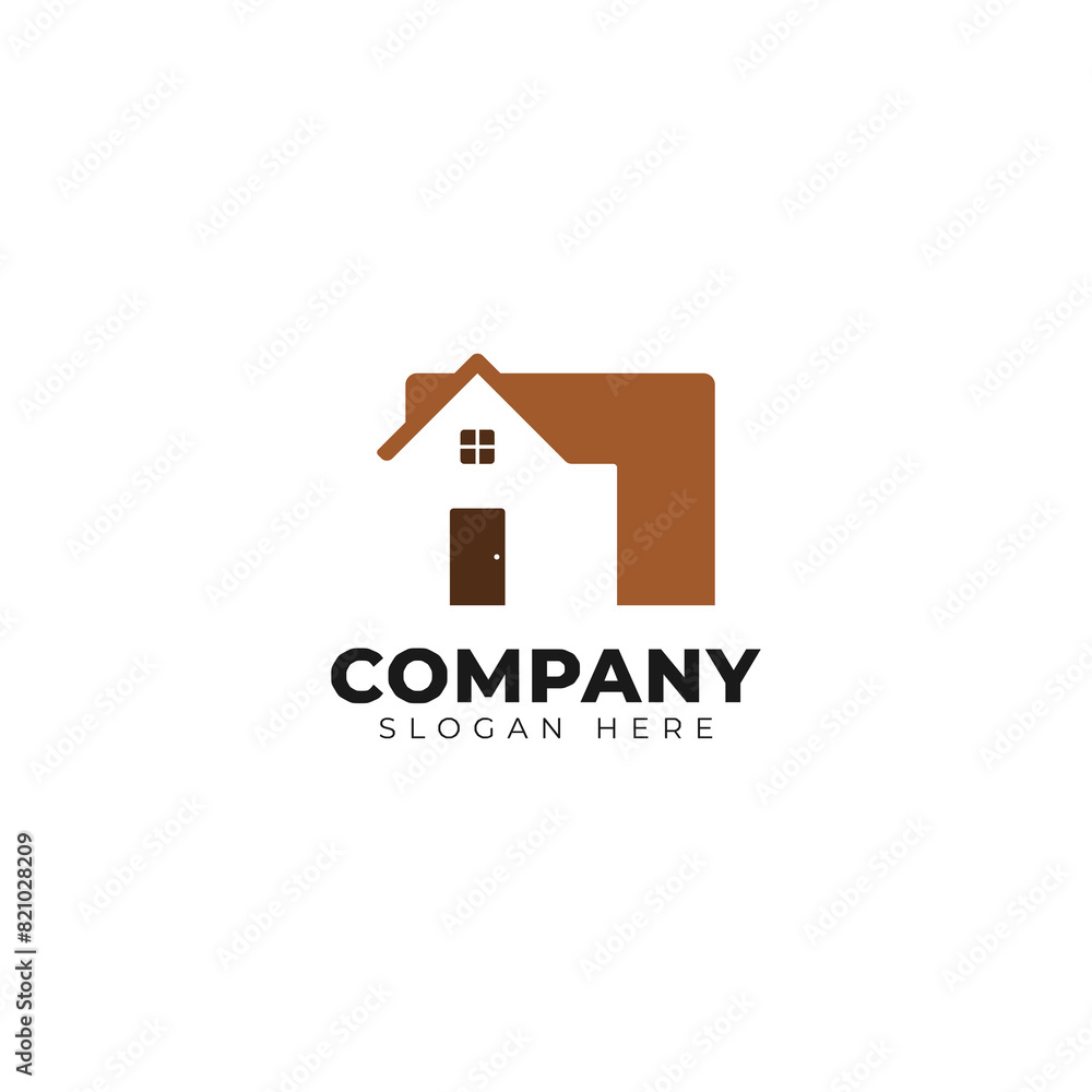 House Construction Company Flat Design Logo House Construction Company Flat Design Logo