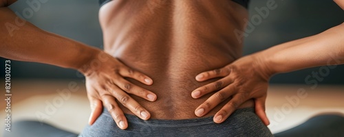 Hands Pressing Against Painful Lower Back for Relief and Wellness