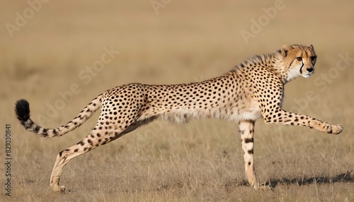 A Cheetah With Its Tail Held Straight Out Behind I © Sherica