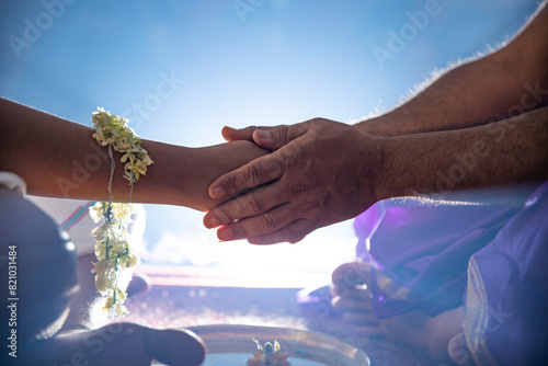 Indian threading ceremony, Traditional Hindu cultural function, where a young boy is sent to Guru for further studies, artistic shots with nice composition photo