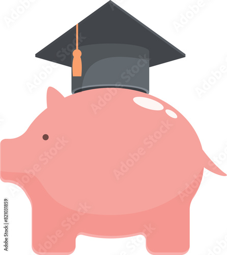 Cute illustration of a piggy bank wearing a graduation cap, symbolizing education savings