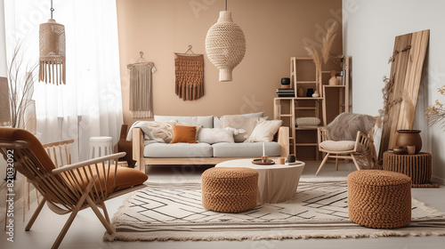  minimalista moderno boho interior da sala de estar