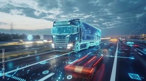High-tech autonomous trucking on a highway