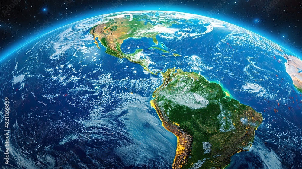 high resolution satellite view of planet earth focused on south and ...