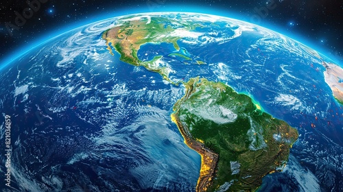 high resolution satellite view of planet earth focused on south and central america brazil and amazon rainforest elements of this image furnished .illustration stock image