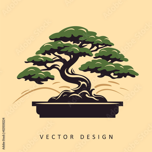 bonsai tree minimalist vector design isolated illustration