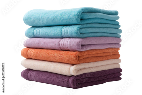 Multicolored Towel Stack Isolated on Transparent Background PNG