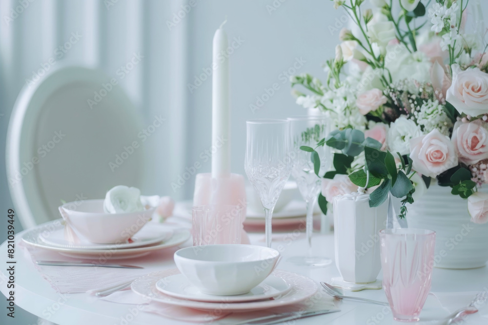 Fototapeta premium Beautiful wedding table setting with flowers