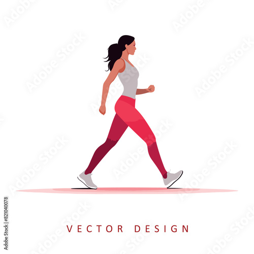 sporty woman walk simple vector design isolated illustration