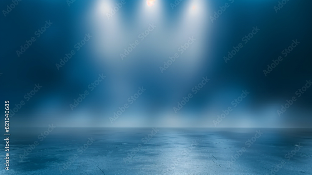 perspective floor backdrop blue room studio with light blue gradient spotlight backdrop background for display your product or artwork.