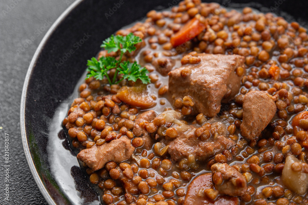 lentils beef meat or pork fresh meal food snack on the table copy space food background rustic top view lentils beef meat or pork fresh meal food snack on the table copy space food background rustic top view