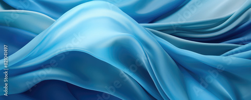 Serene Waves of Silk: Abstract Blue Fabric