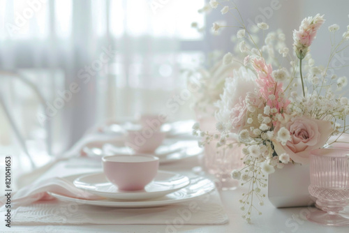 Beautiful wedding table setting with flowers © pilipphoto