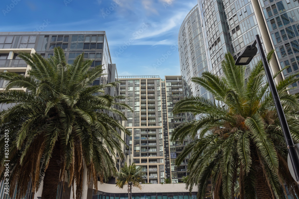 Fototapeta premium Residential and commercial Apartment building in inner Sydney suburb of Wentworth Point NSW Australia