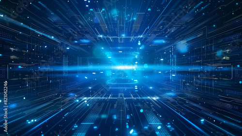 Wallpaper Mural 2d illustration Abstract futuristic electronic circuit technology background. Torontodigital.ca