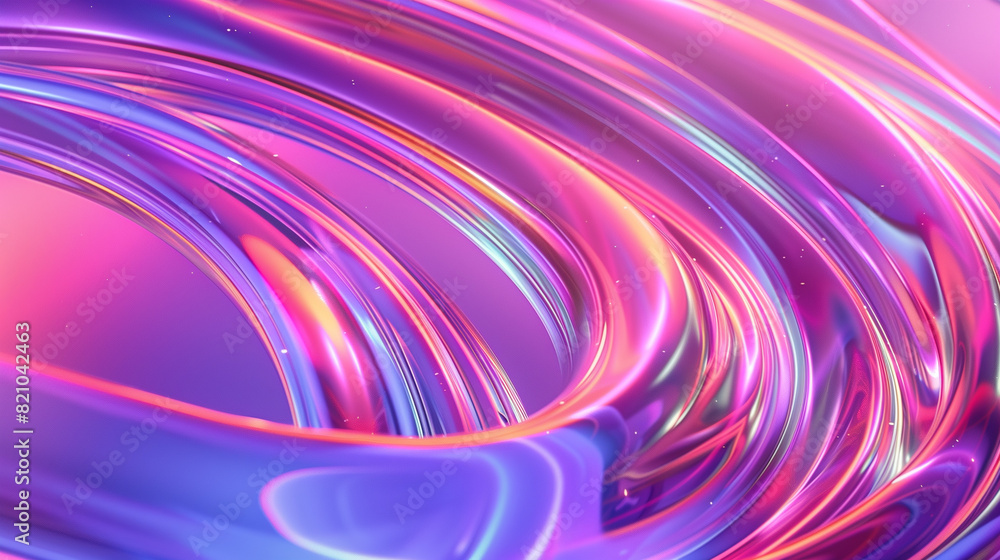 Fototapeta premium Liquid shapes abstract holographic 3D wavy background.