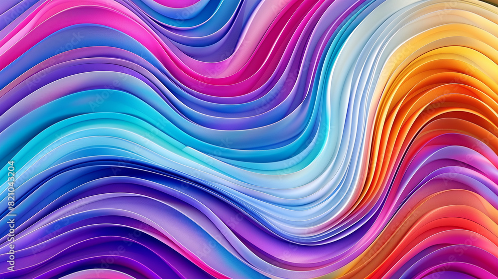 Fototapeta premium Liquid shapes abstract holographic 3D wavy background.