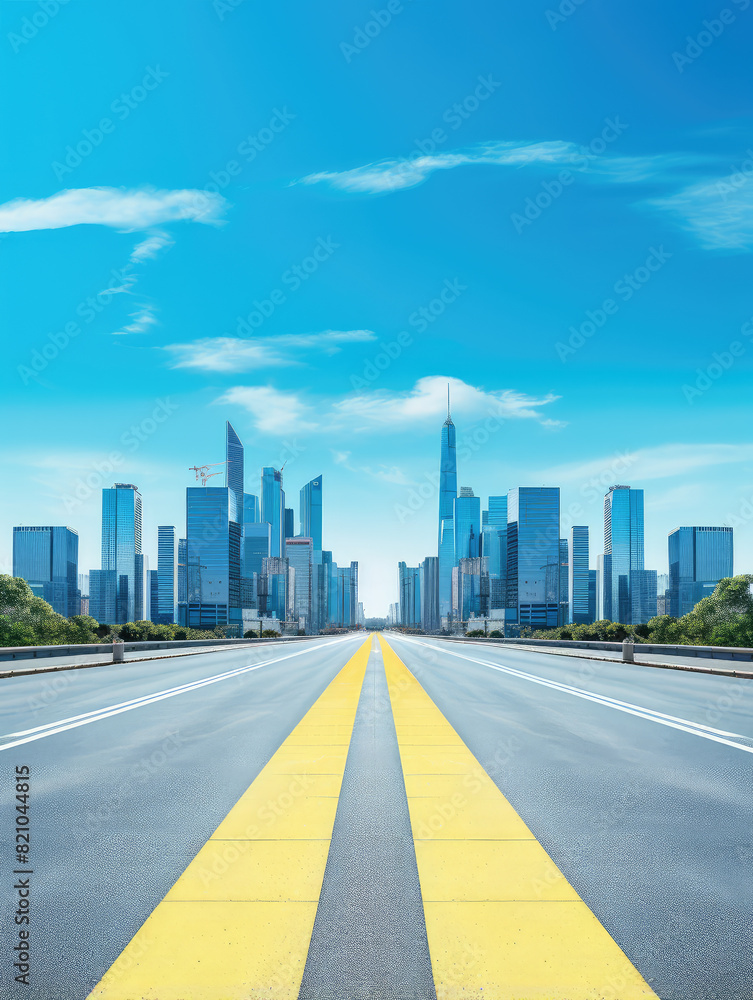 Fototapeta premium Urban Ascent: The Road to Skyline Dreams