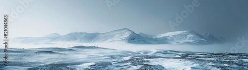 Panoramic view of snowcapped mountains.