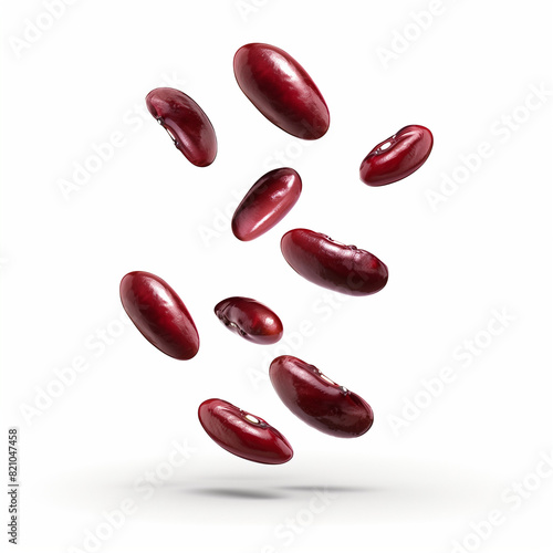 red beans product photo, red beans floating in mid air on a white background