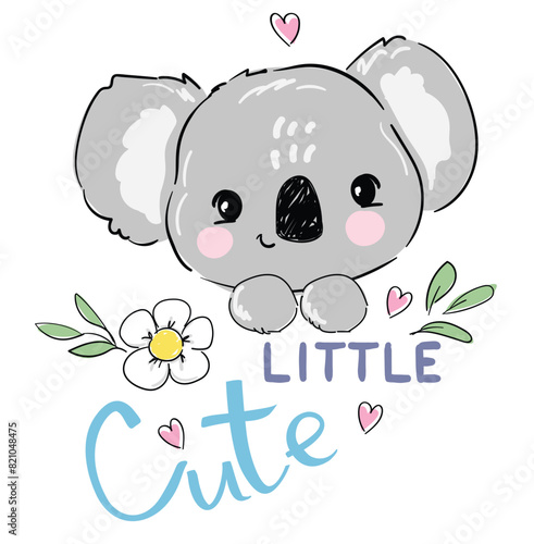 Wall Mural Vector hand drawn illustration koala isolated on a white background