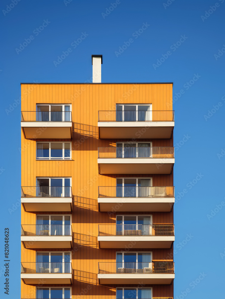 Modern Urban Apartment Building Against Clear Sky Modern Urban Apartment Building Against Clear Sky