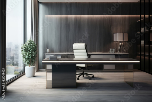 Elegant Modern Executive Office with City View