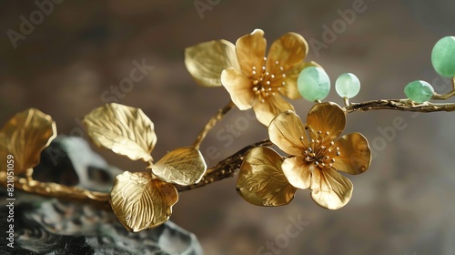 Golden branch and jade leaf  symbolizes a wellmatched couple suitable for marriage photo