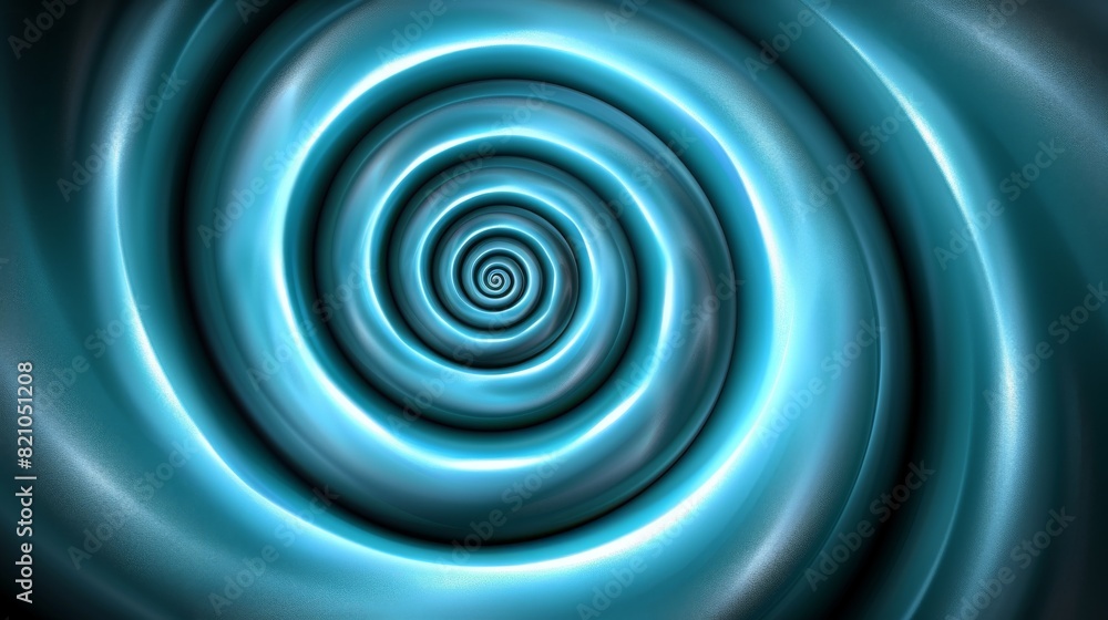 Fototapeta premium Blue metallic spiral background illustration with abstract swirling pattern