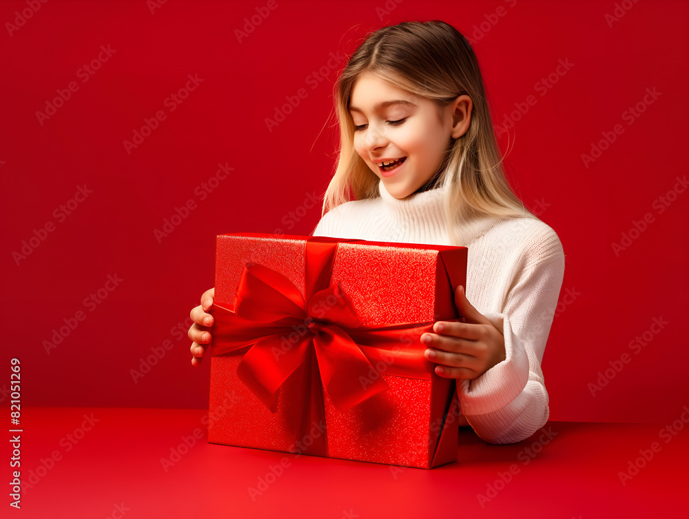 Woman with gift box, AI generation Woman with gift box, AI generation
