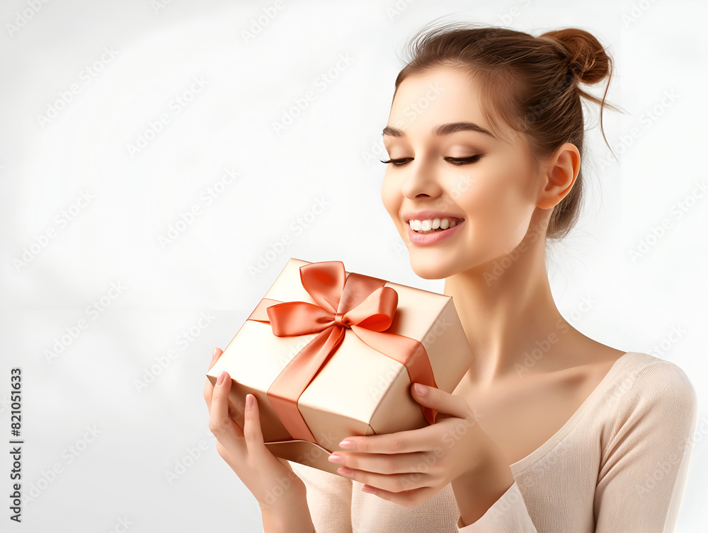Woman with gift box, AI generation Woman with gift box, AI generation