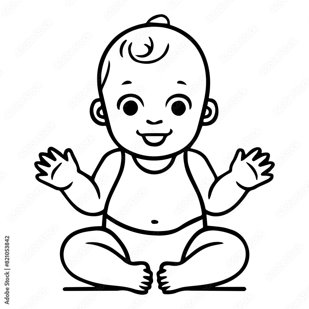 cute baby line art illustration vector flat design cute baby line art illustration vector flat design