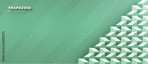 Luxury hexagonal abstract green background with white light lines. Dark 3d geometric texture illustration. Bright grid pattern. Pure black horizontal banner wallpaper. Carbon elegant wedding BG