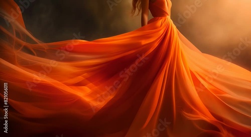 Experience the elegance of a model adorned in a flowing evening gown gown's fabric and the model's grace is rendered with precision and clarity