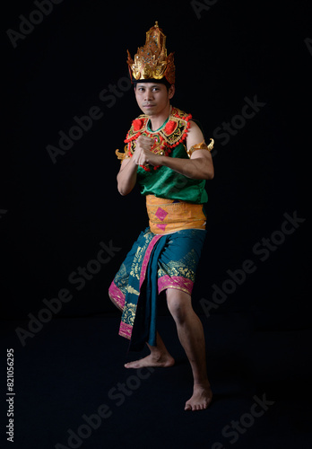 Indonesian Man in Traditional Warrior Dance Pose